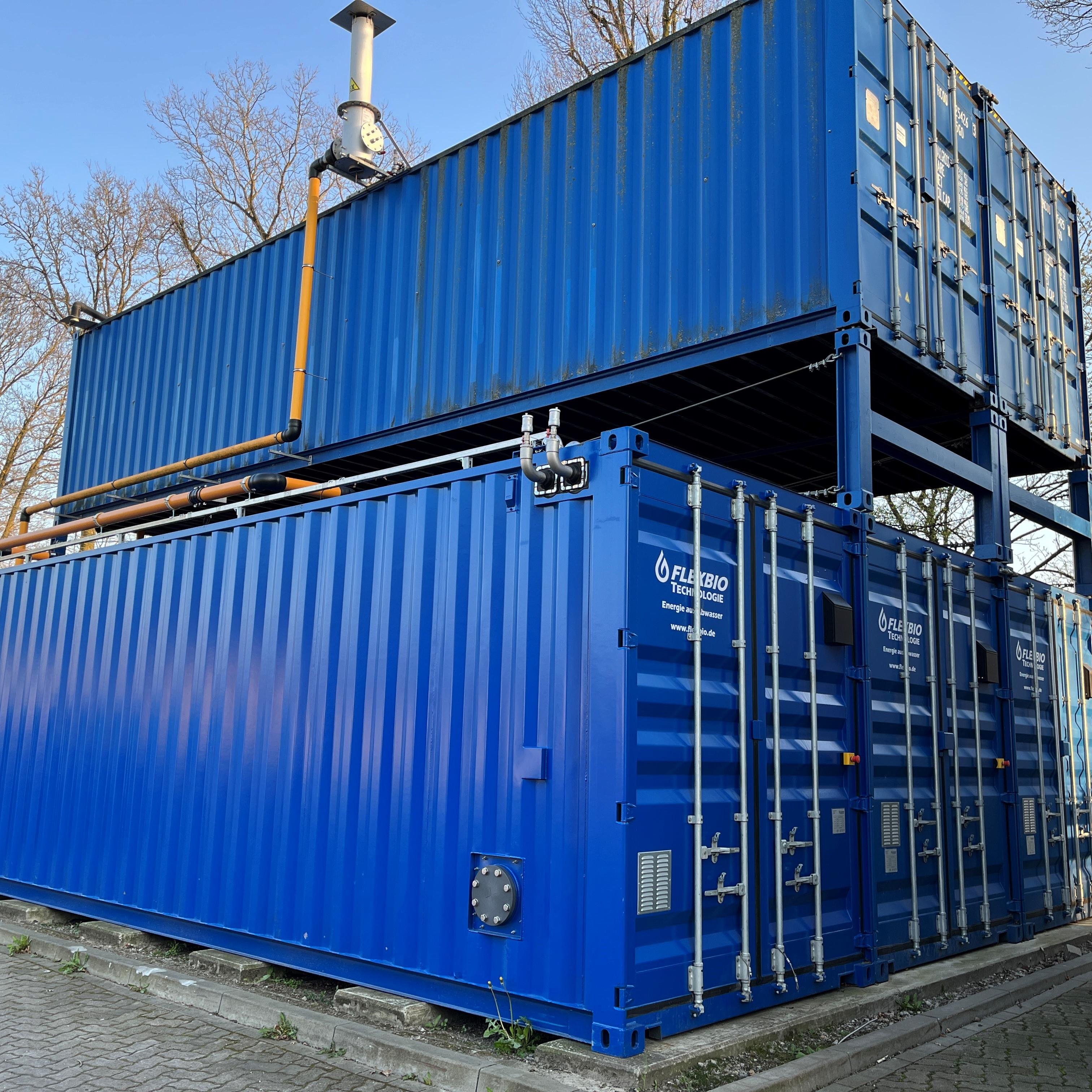 Fleischverarbeitung - Kompakte Container Biogasanlage- Abwasserreinigung - FlexBio